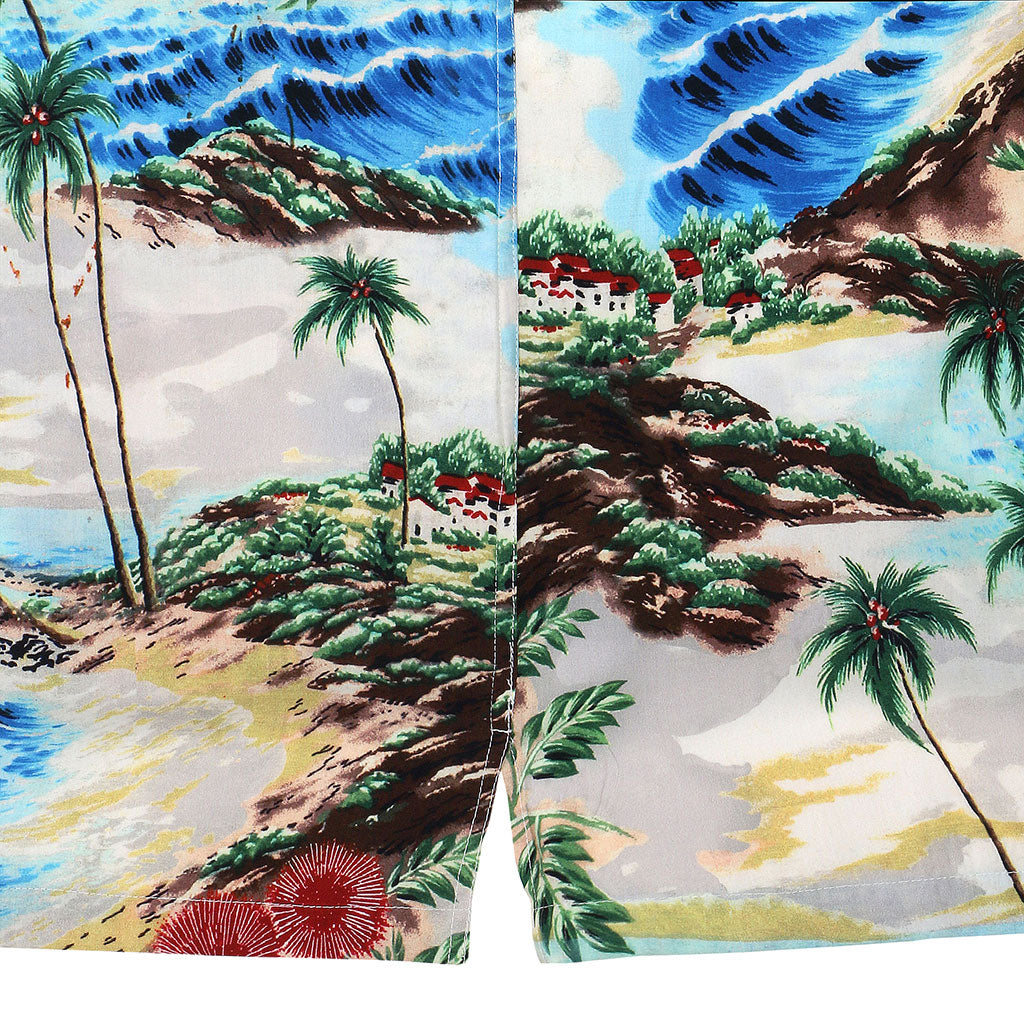 TROPICALI Short Sleeve 1-Pocket Flat Collar Hawaiian Shirt - Tan Coast