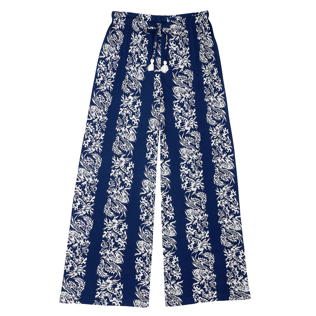 TROPICALI Womens Hawaiian Pants - Blue Dragons
