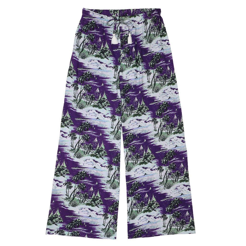 TROPICALI Womens Hawaiian Pants - Purple Boats