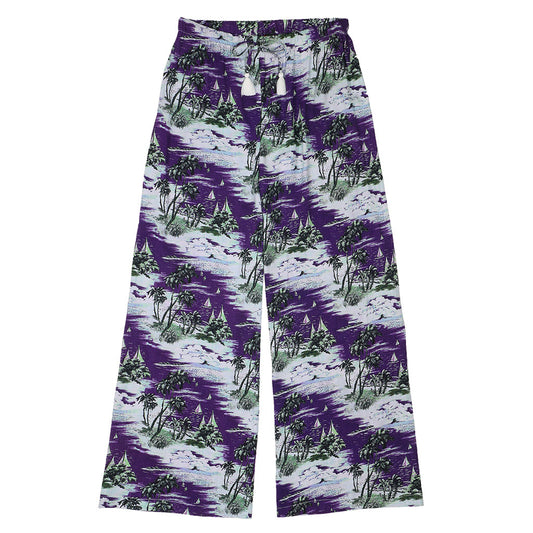TROPICALI Womens  Hawaiian Pants - Purple Boats