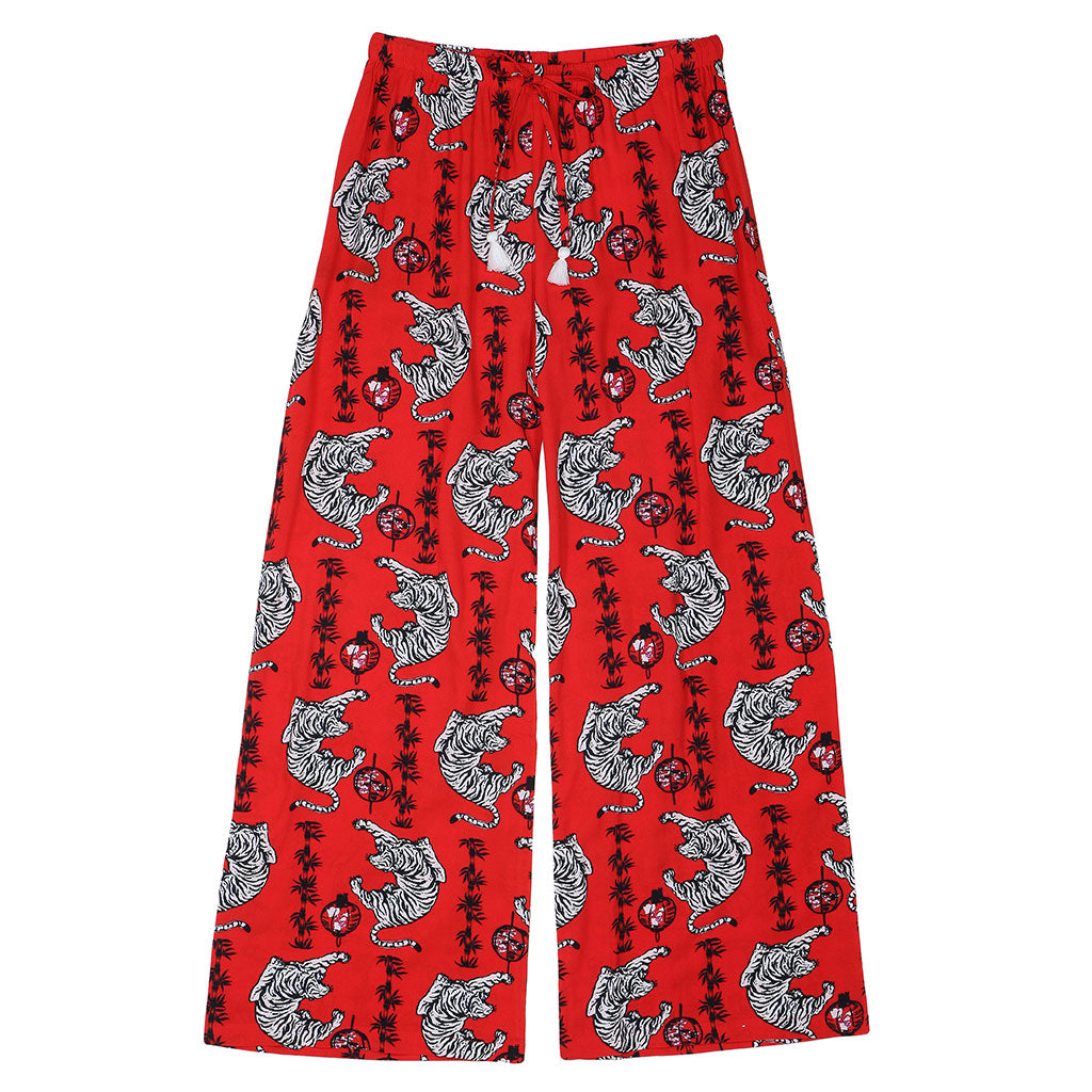 TROPICALI Womens Hawaiian Pants - Red Tiger