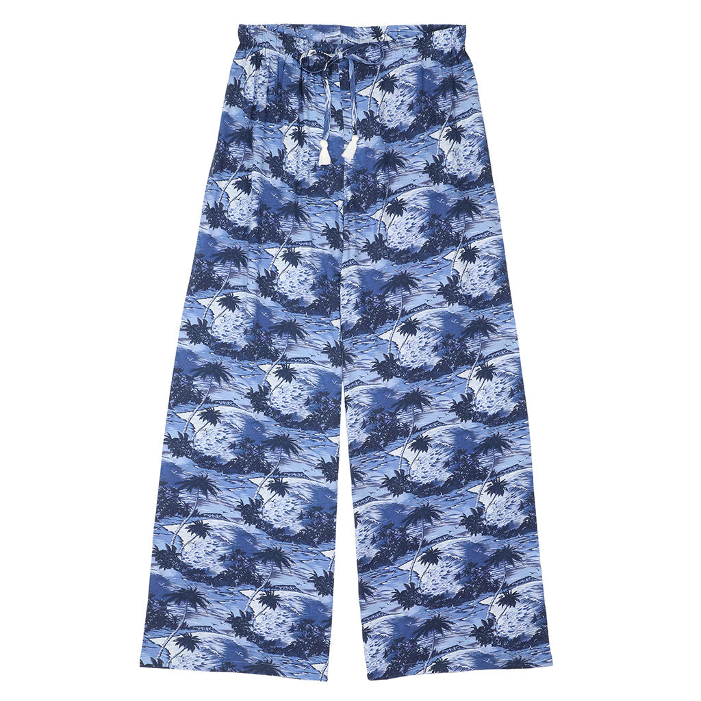 TROPICALI Womens Hawaiian Pants - Blue Palms