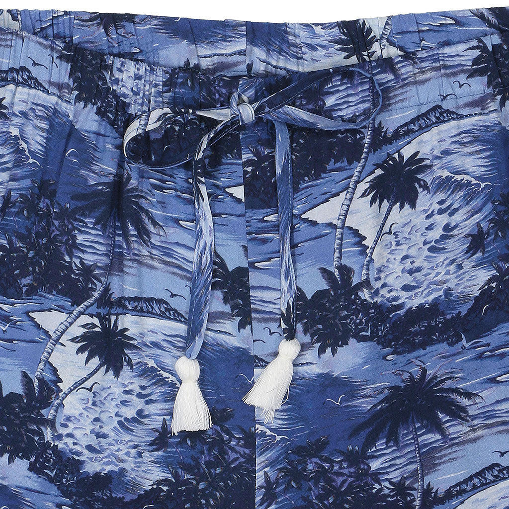TROPICALI Womens Hawaiian Pants - Blue Palms