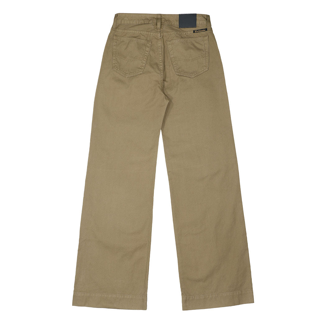 5-Pocket High Rise Wide Twill Pants - College Khaki