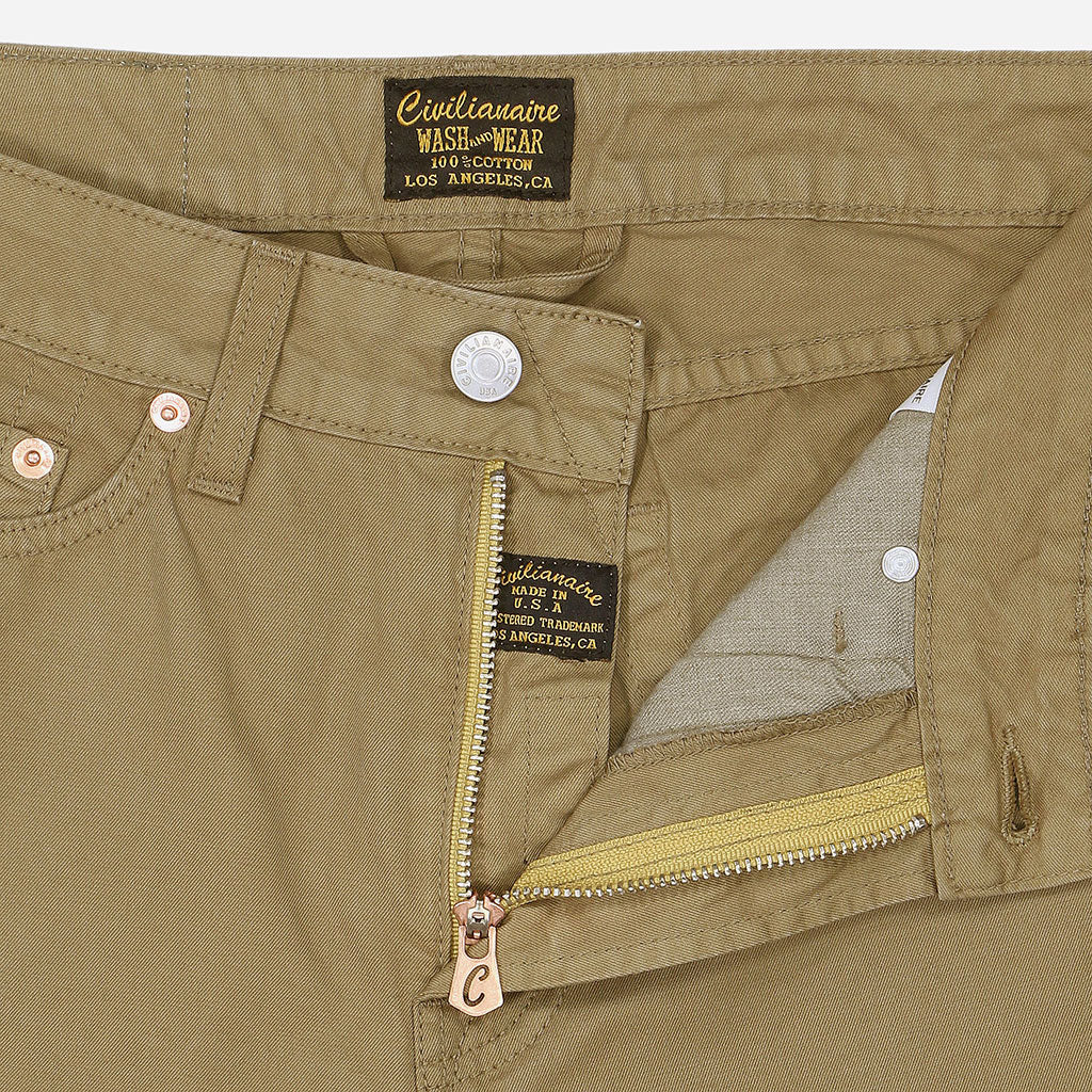 5-Pocket High Rise Wide Twill Pants - College Khaki