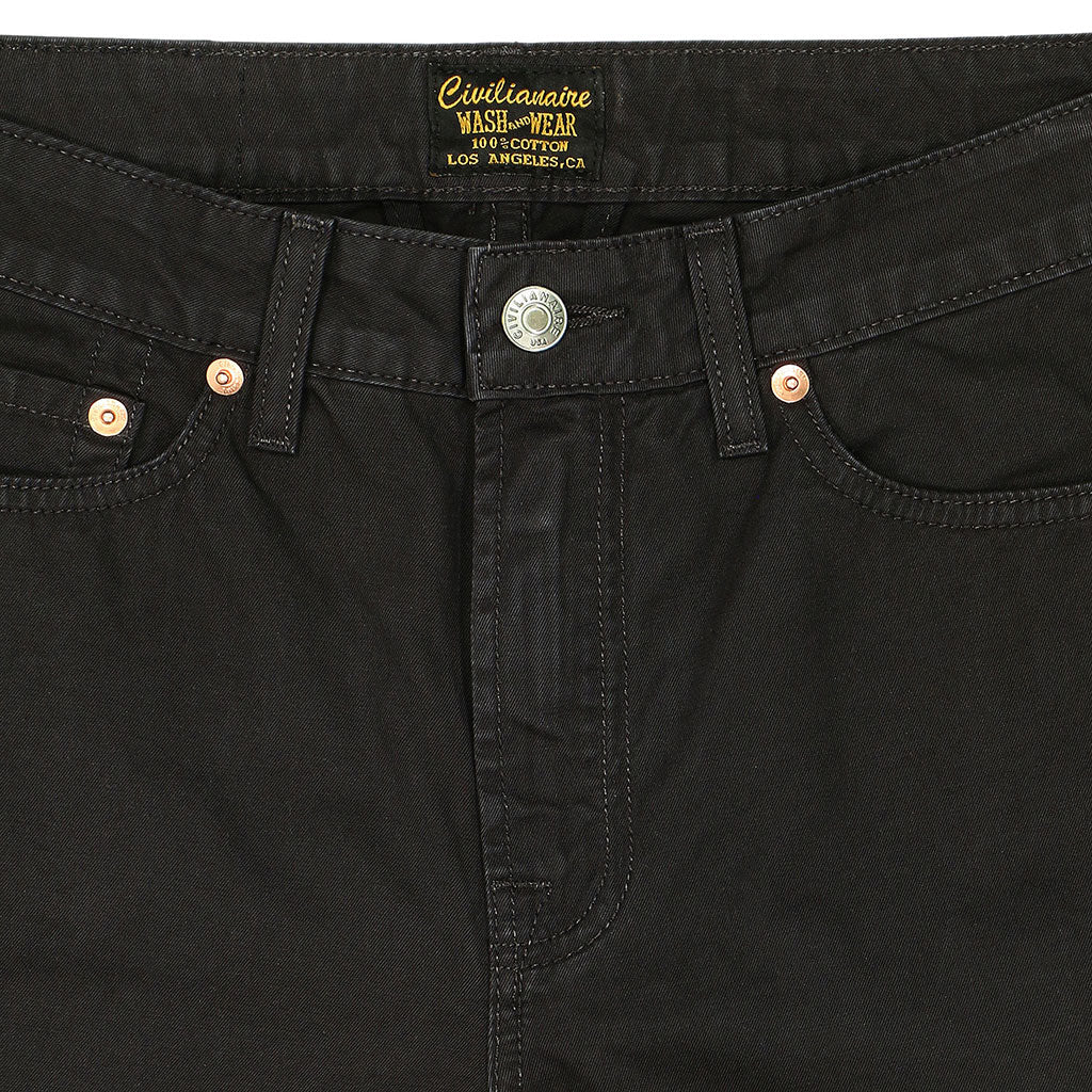 5-Pocket High Rise Wide Twill Pants - Black Coal