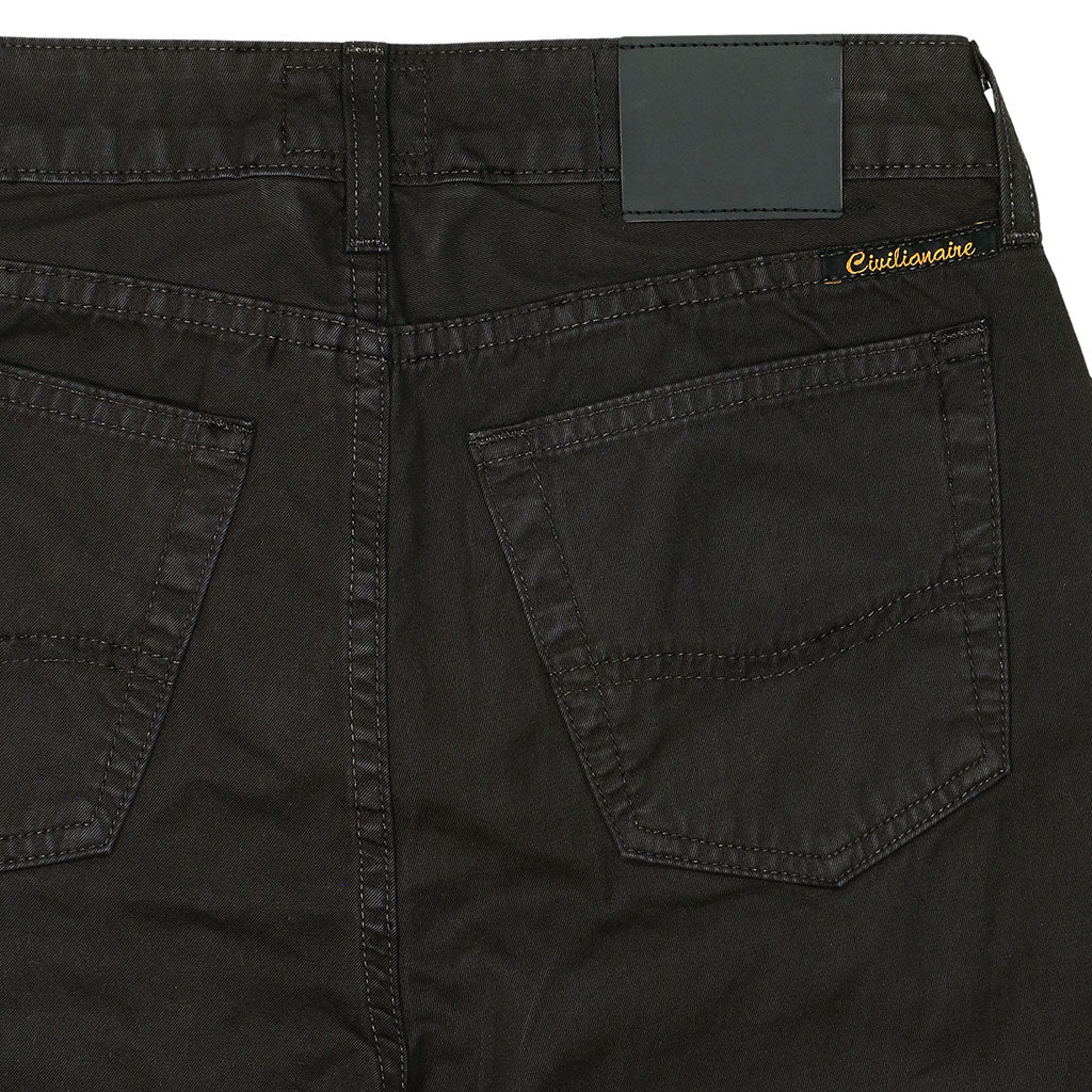 5-Pocket High Rise Wide Twill Pants - Black Coal