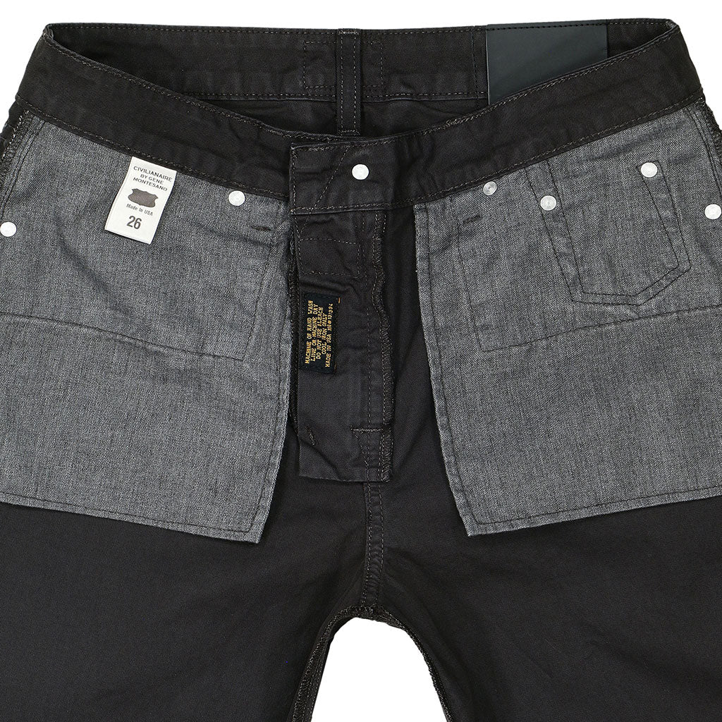 5-Pocket High Rise Wide Twill Pants - Black Coal