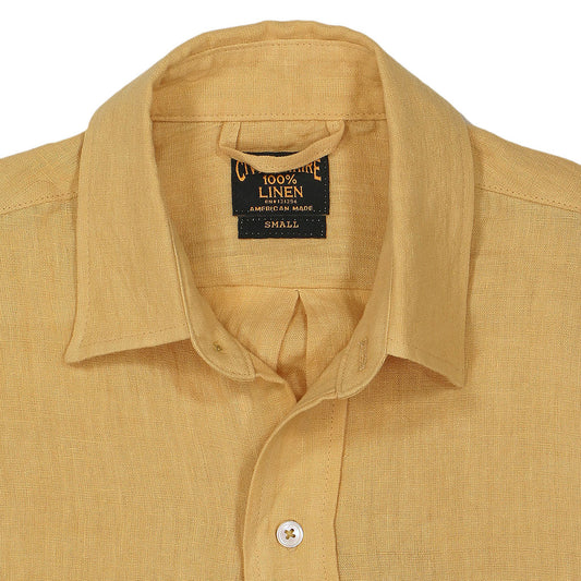 Long Sleeve 1 Pocket Boyfriend Linen Shirt - Sateen Canary