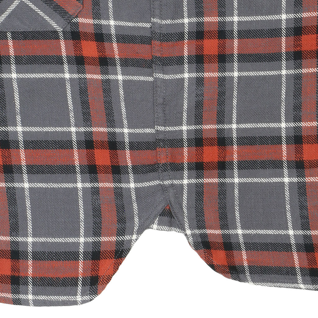 Long Sleeve Women's Boyfriend 2 Notch Flap Pocket Shirt / JAPANESE COTTON Flannel - Gray/Orange
