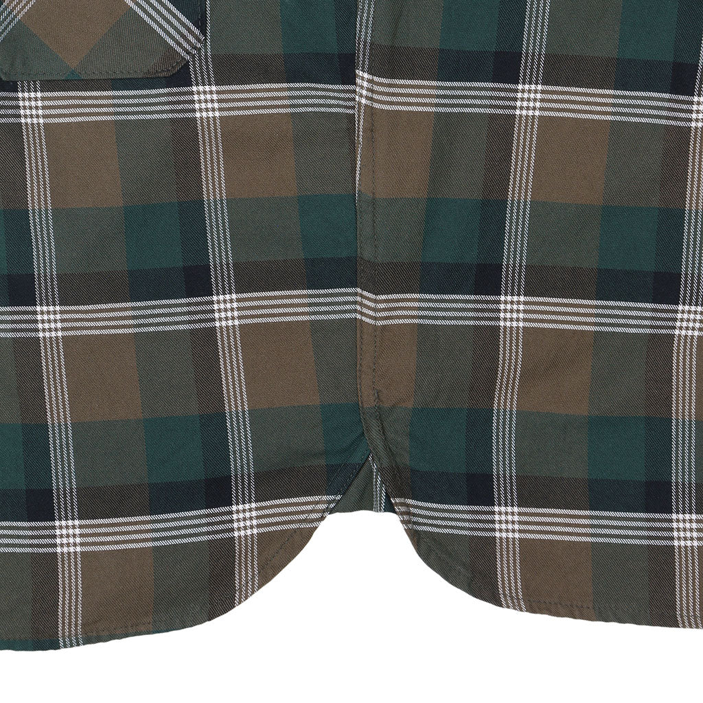 Long Sleeve Women's Boyfriend 2 Notch Flap Pocket Shirt / JAPANESE COTTON Flannel - Green/Black