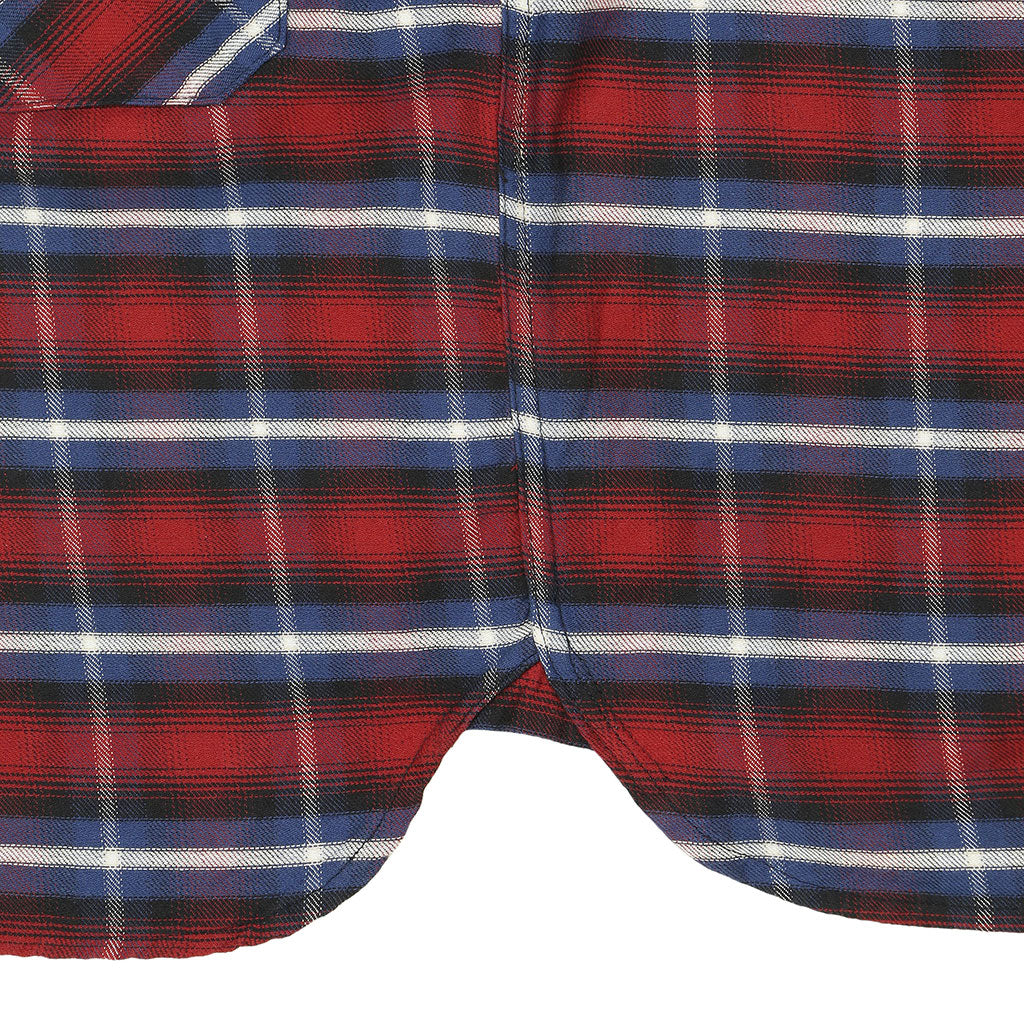 Long Sleeve Women's Boyfriend 2 Notch Flap Pocket Shirt / JAPANESE COTTON Flannel - Blue/Red