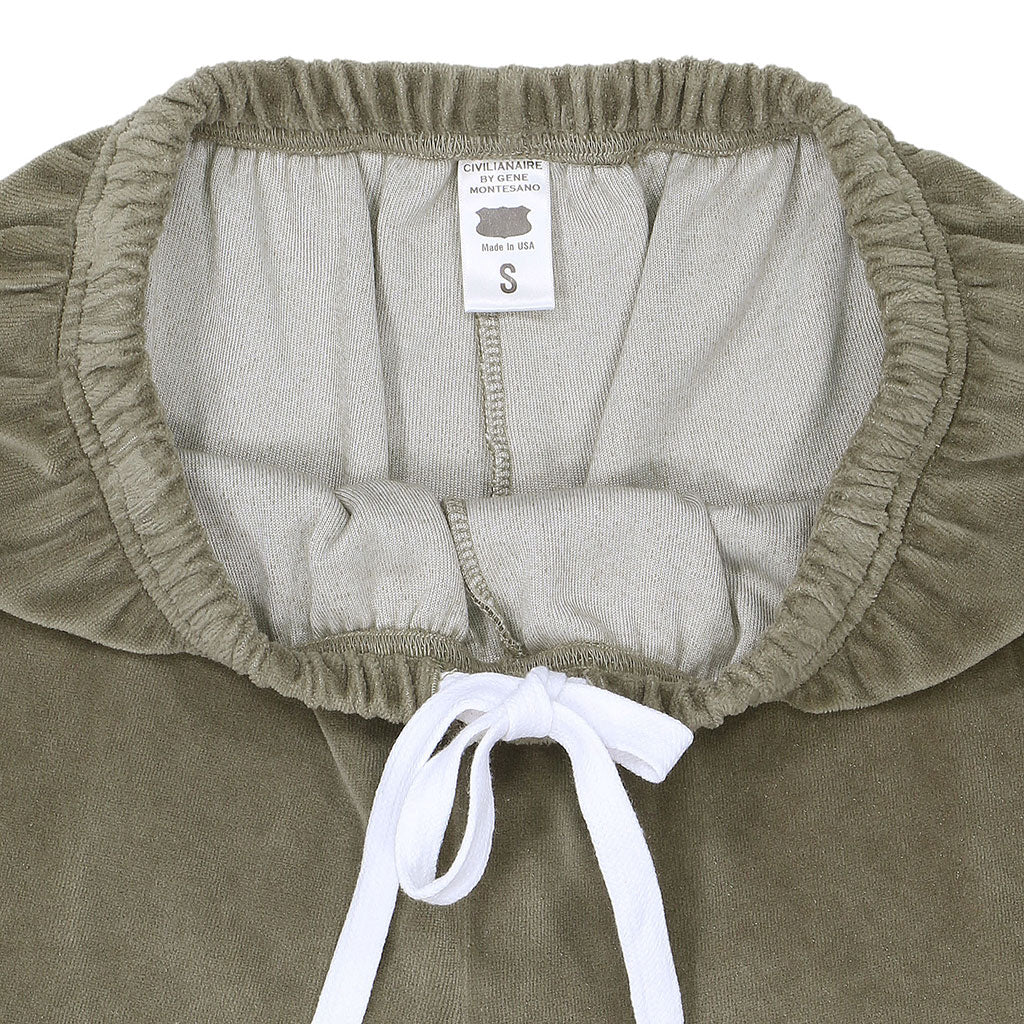 "SIENA Bell Bottom" 30" Inseam Velour Sweatpants - Pale Olive