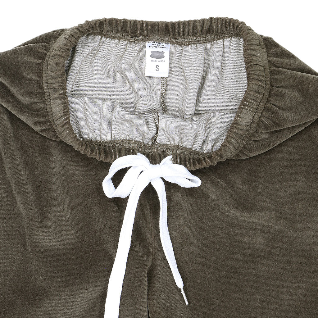 "SIENA Bell Bottom" 30" Inseam Velour Sweatpants - Olive Khaki