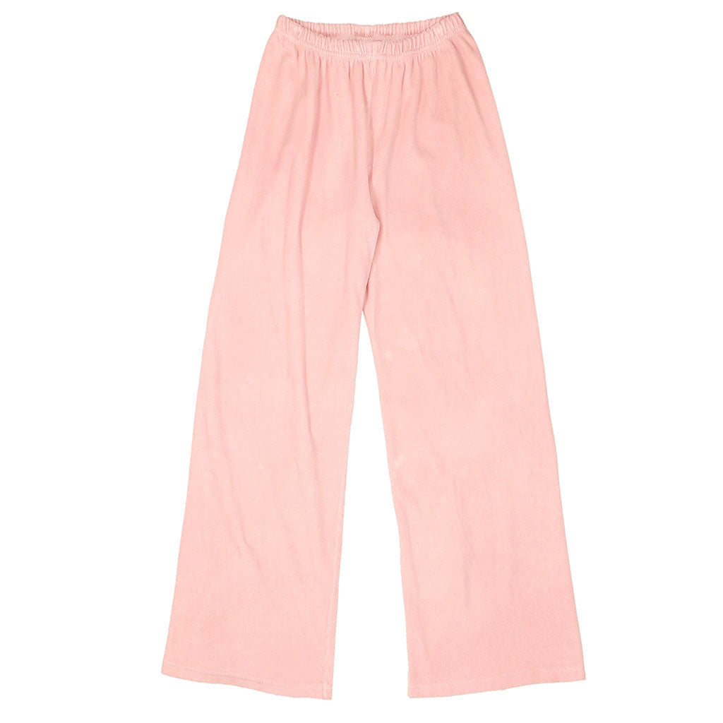"SIENA Bell Bottom" 30" Inseam Velour Sweatpants - Tea Rose