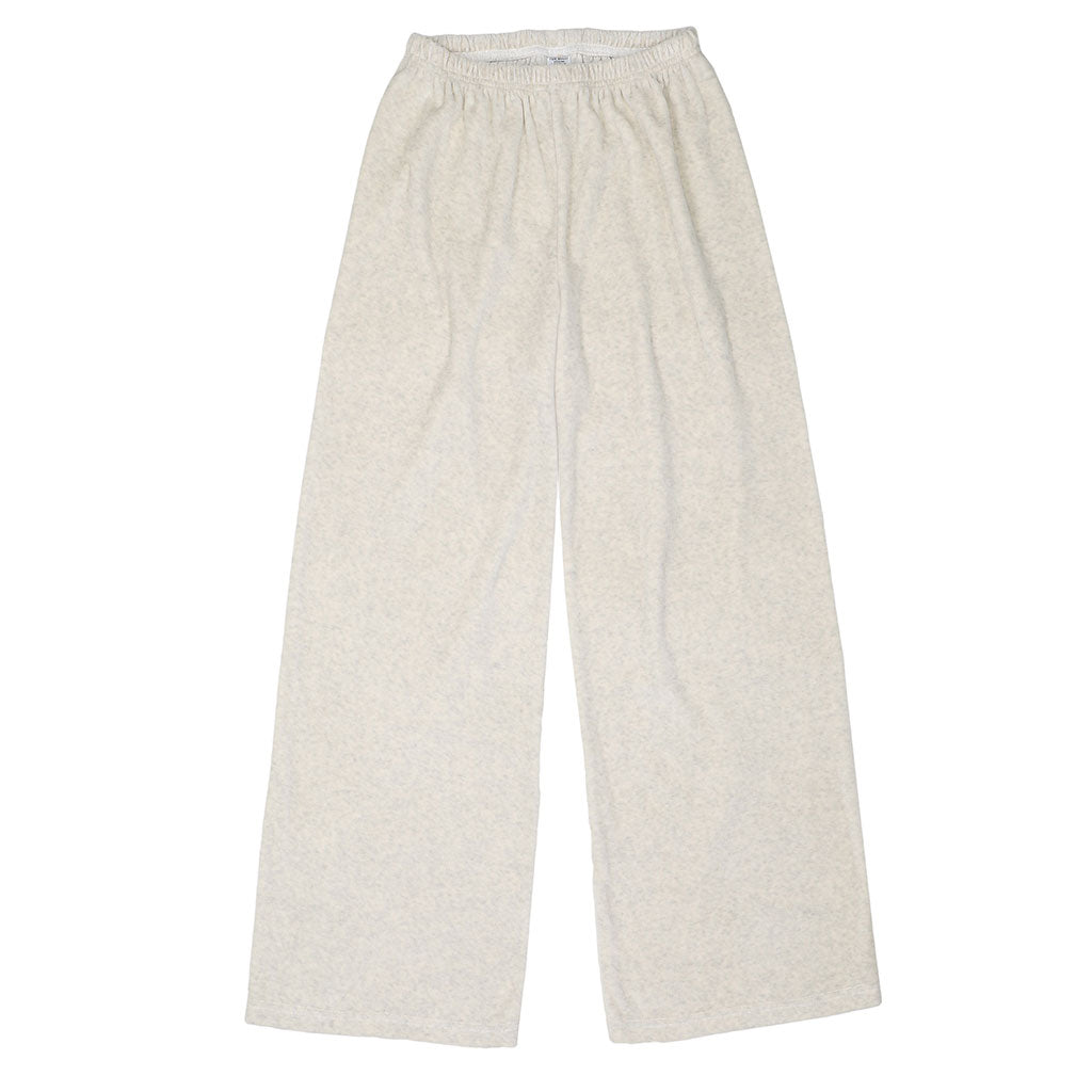 "SIENA Bell Bottom" 30" Inseam Velour Sweatpants - Oatmeal