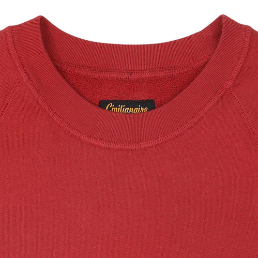 Long Sleeve Cropped  Raglan Crewneck Fleece Sweat Shirt - Blitz Red