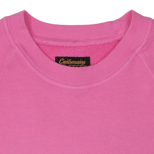 Long Sleeve Cropped  Raglan Crewneck Fleece Sweat Shirt - Perfect Pink