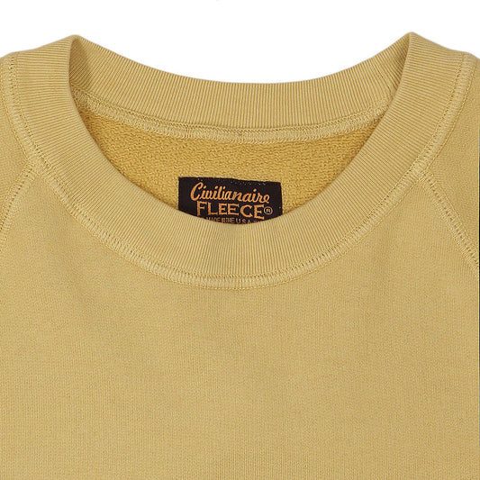 Long Sleeve Cropped  Raglan Crewneck Fleece Sweat Shirt - Dijon
