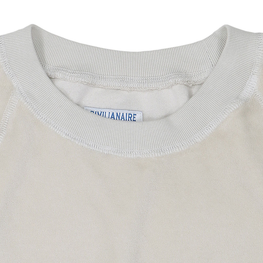 Long Sleeve Cropped Velour Raglan Crewneck - Ash