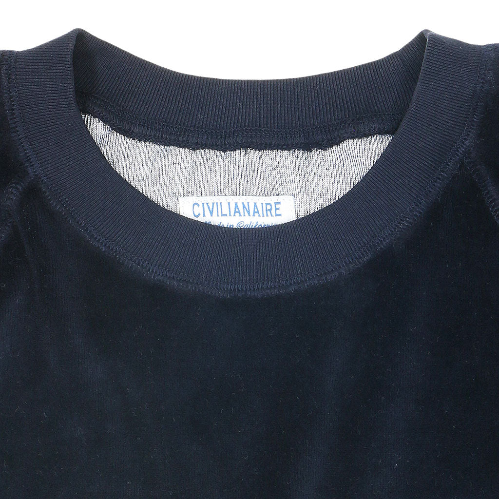 Long Sleeve Cropped Velour Raglan Crewneck - EZ Dark Navy