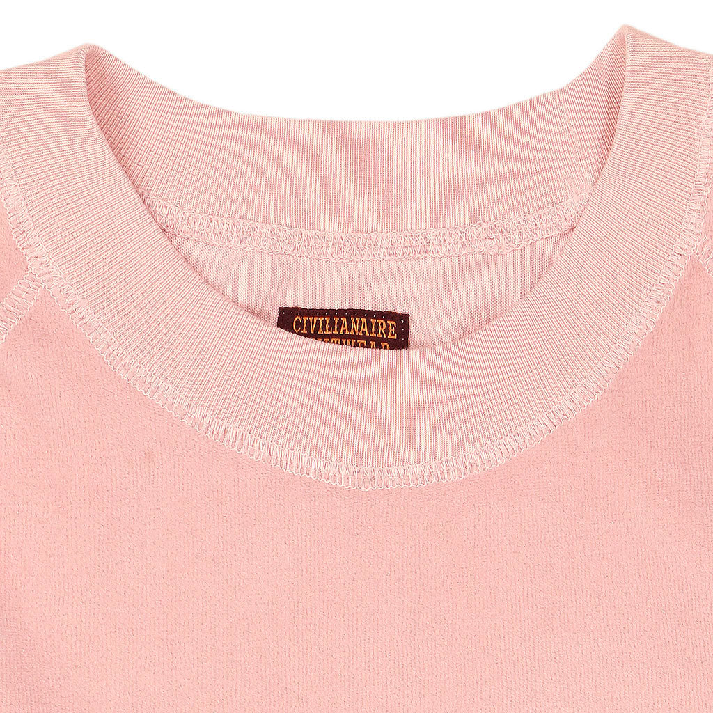 Long Sleeve Cropped Velour Raglan Crewneck - Tea Rose