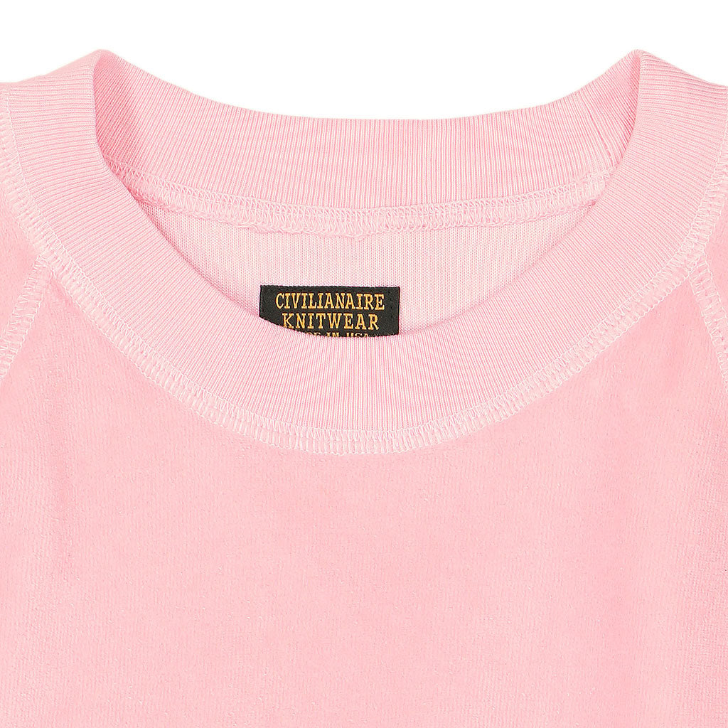 Short Sleeve Cropped Velour Raglan Crewneck - Tea Rose