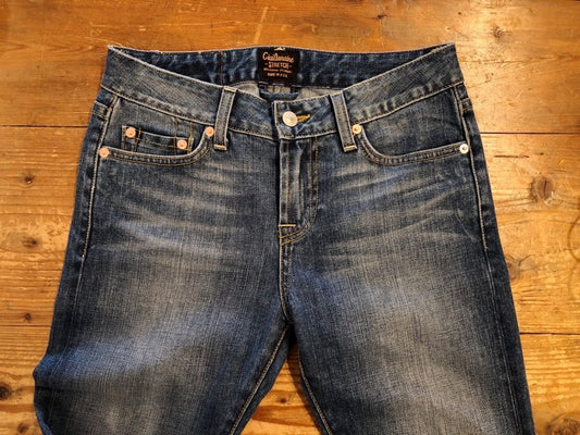 11 oz Gold Selvage Denim Super Slim Stretch Jean 9.5 F-Rise - INDIGO VINTAGE GB WASH