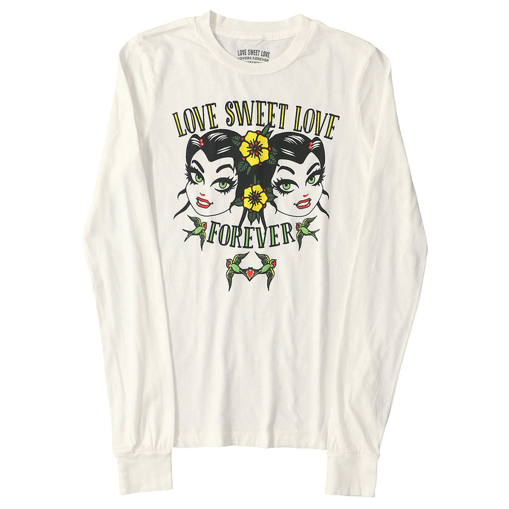 LOVE SWEET LOVE "FOREVER" Long Sleeve Crew Neck - #1052 WHITE NATURAL