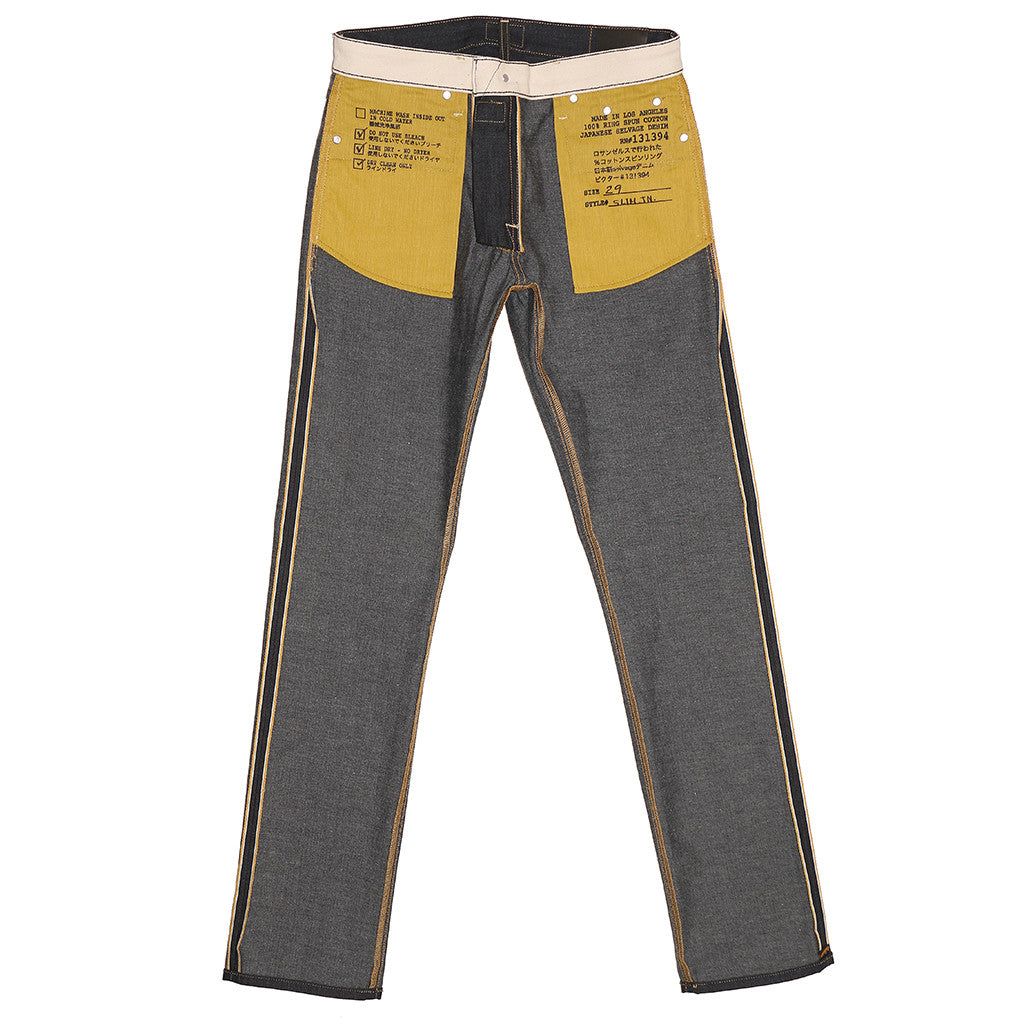 Men's 10 oz Gold Selvage Denim Slim Jean - Indigo Grey Fill