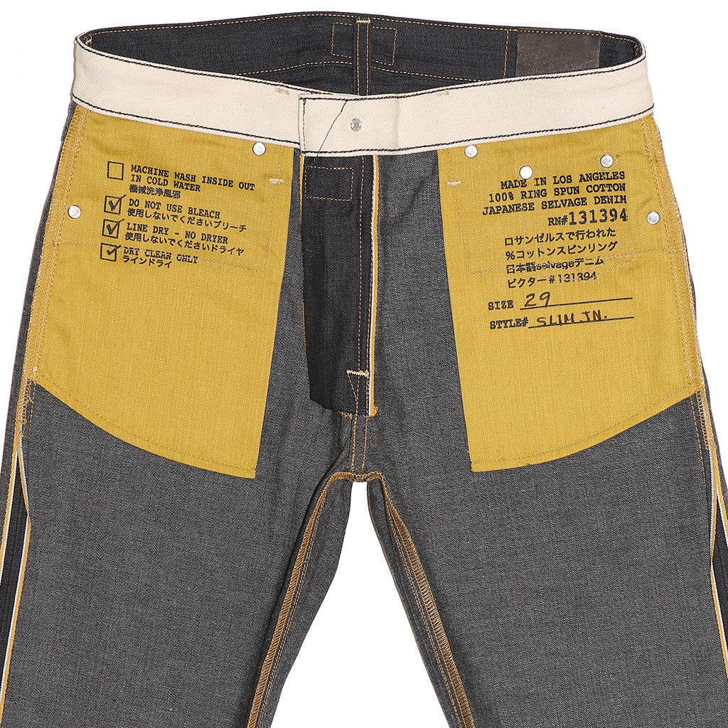 Men's 10 oz Gold Selvage Denim Slim Jean - Indigo Grey Fill
