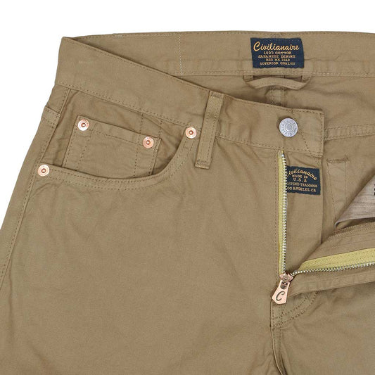5-Pocket Slim Fit Twill Pants - Taupe
