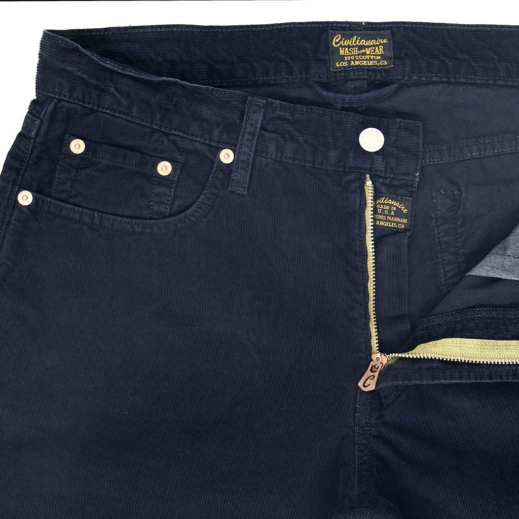 5-Pocket Slim Fit Corduroy Pants - Dark Navy