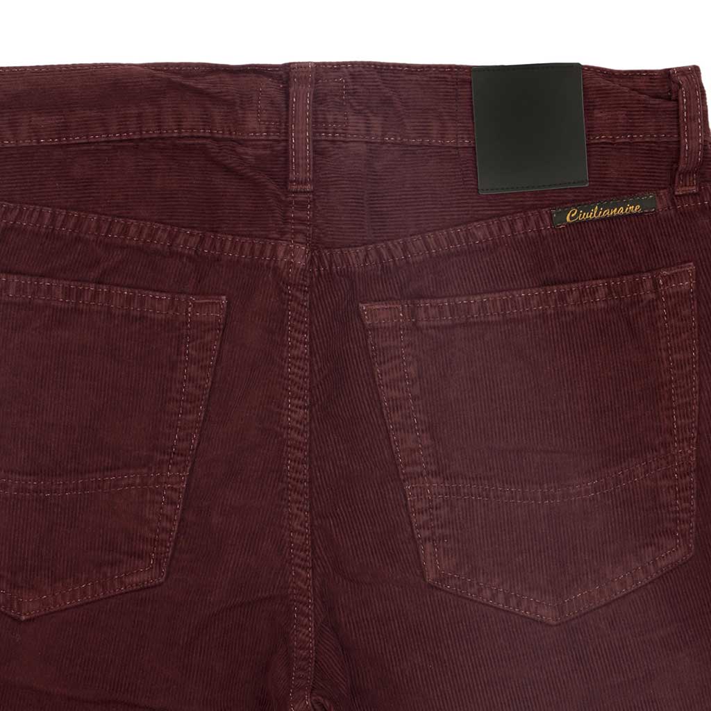 5-Pocket Slim Fit Corduroy Pants - Deep Burgundy