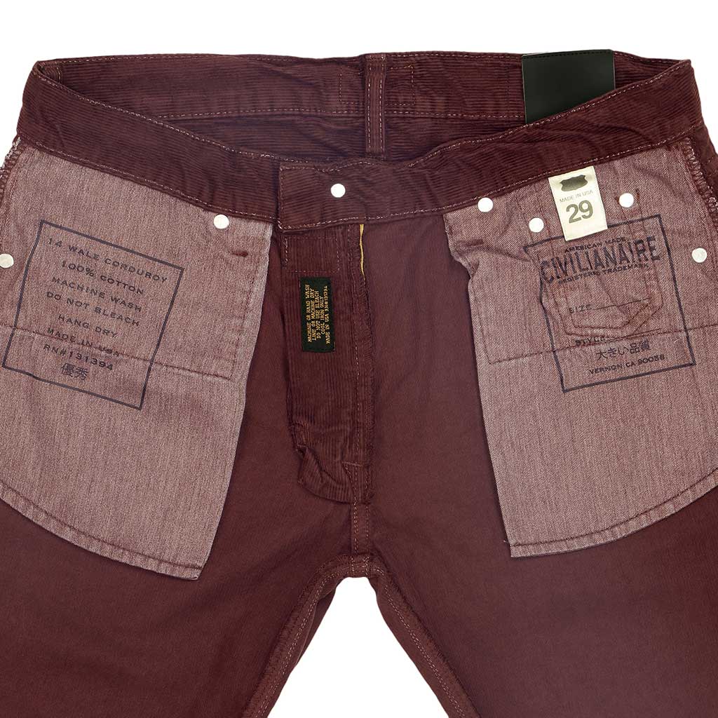 5-Pocket Slim Fit Corduroy Pants - Deep Burgundy