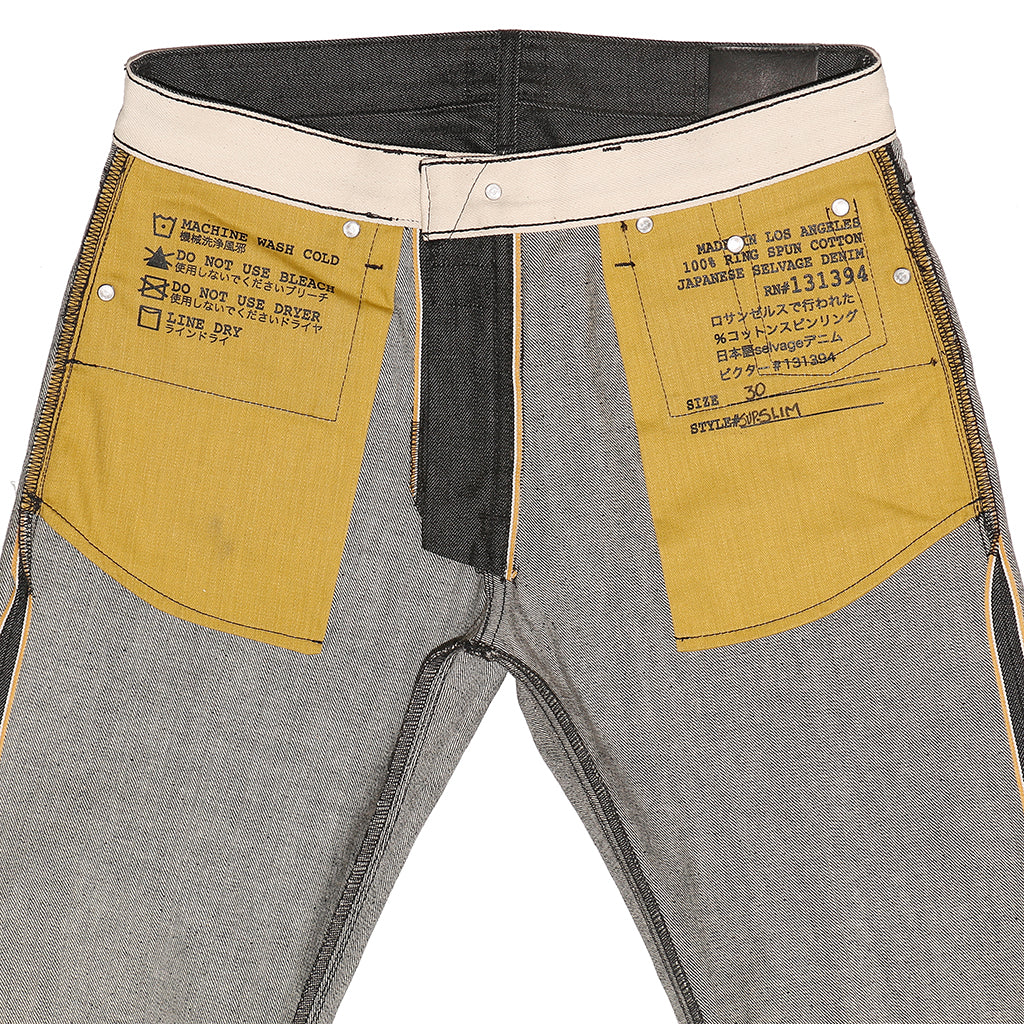 13.5 oz Gold Selvage Denim Slim Jean - Black