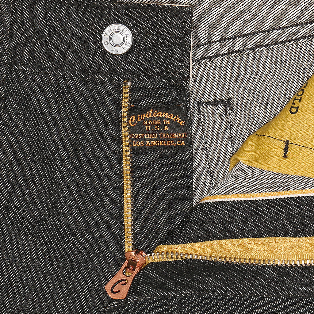 13.5 oz Gold Selvage Denim Slim Jean - Black