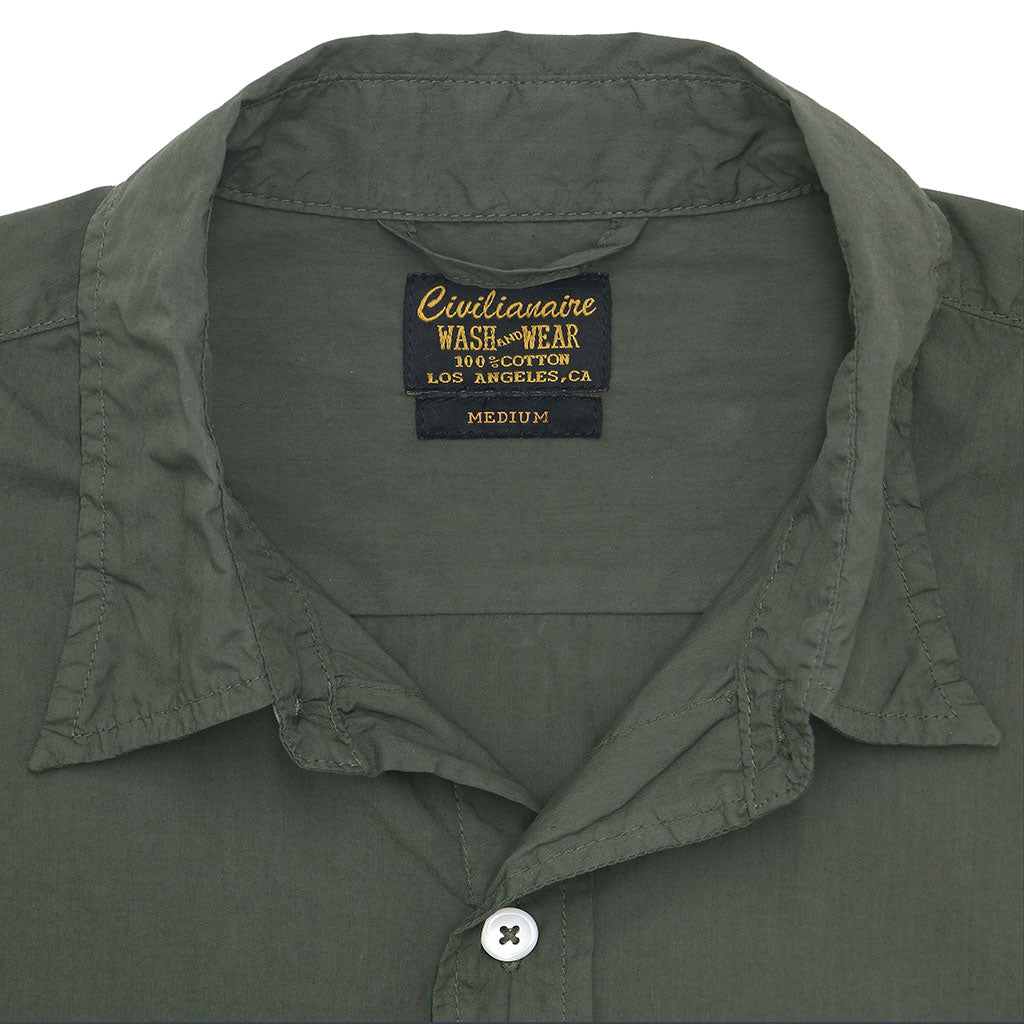 Long Sleeve 2 Pocket Notch Flap Shirt Poplin - Olive Khaki