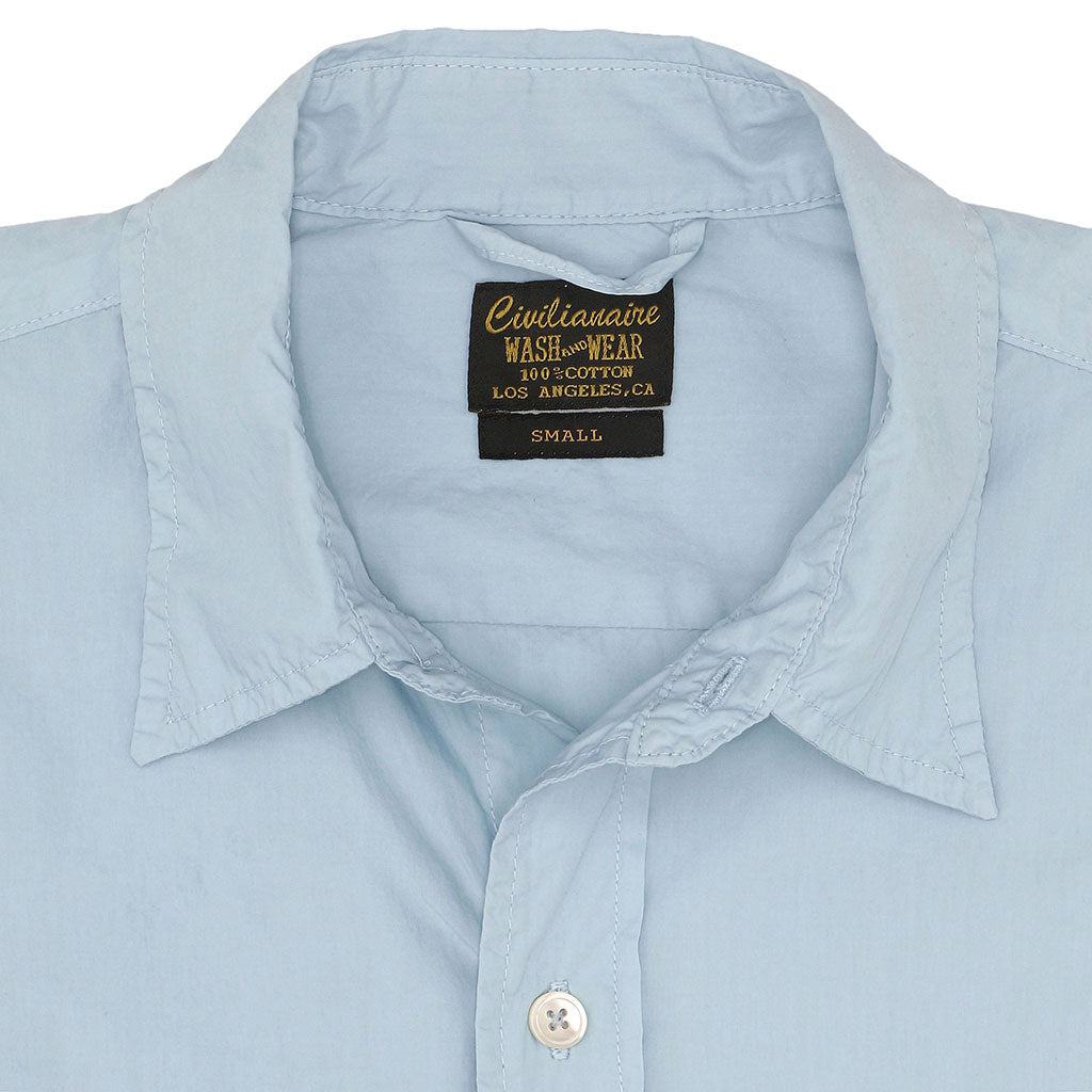 Long Sleeve 2 Pocket Notch Flap Shirt Poplin - Bright Blue