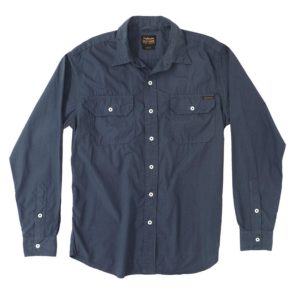 Long Sleeve 2 Pocket Notch Flap Shirt Poplin - Dark Slate Blue