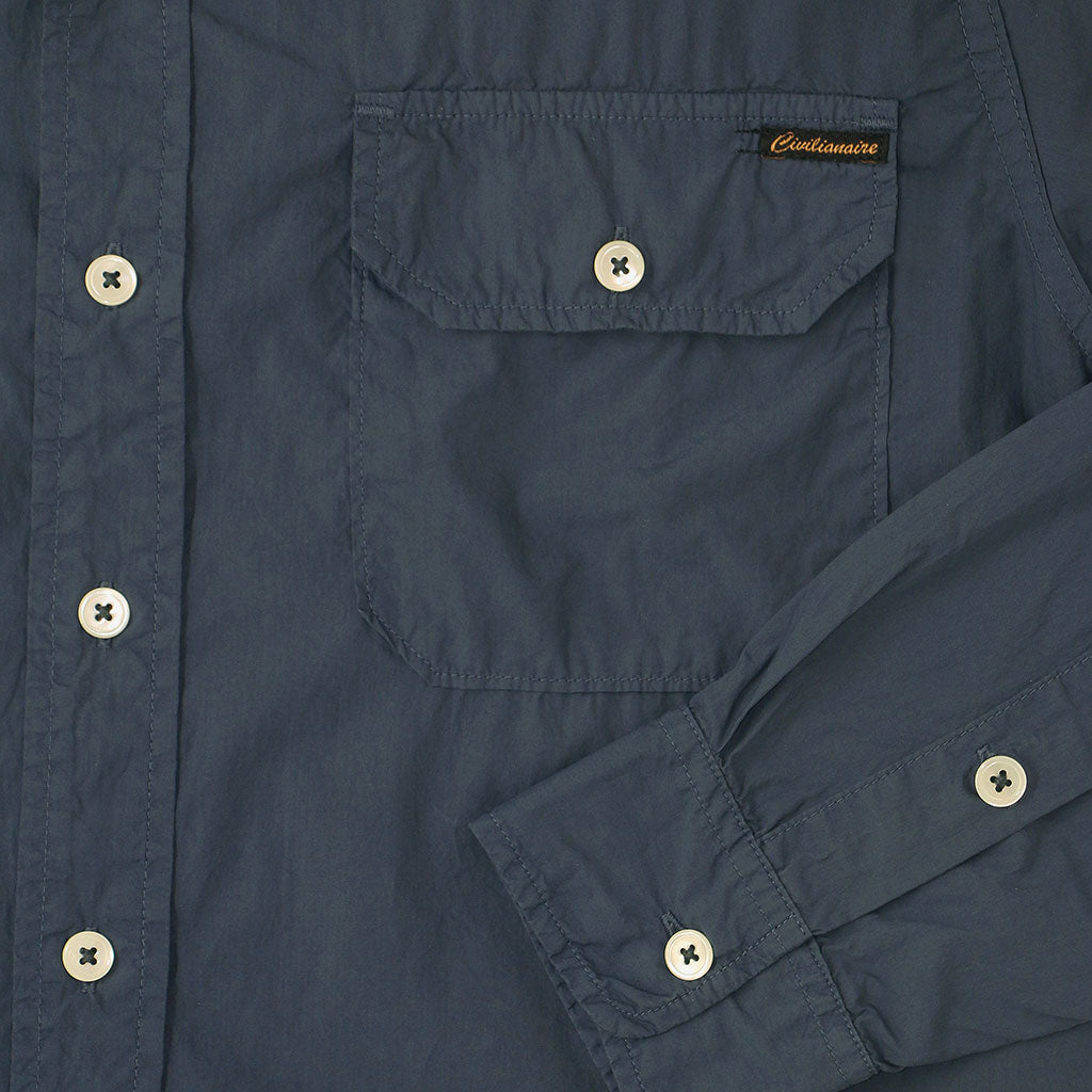 Long Sleeve 2 Pocket Notch Flap Shirt Poplin - Dark Slate Blue