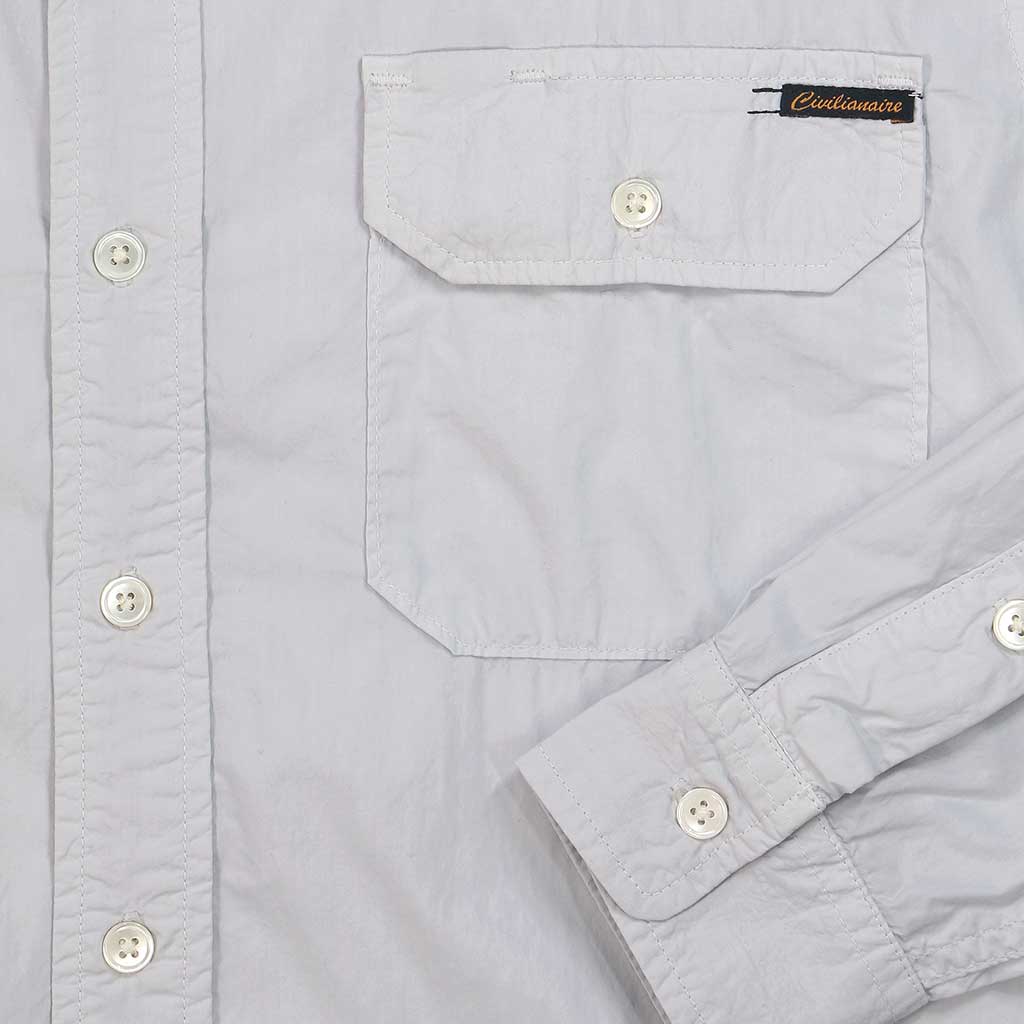 Long Sleeve 2 Pocket Notch Flap Shirt Poplin - Frost