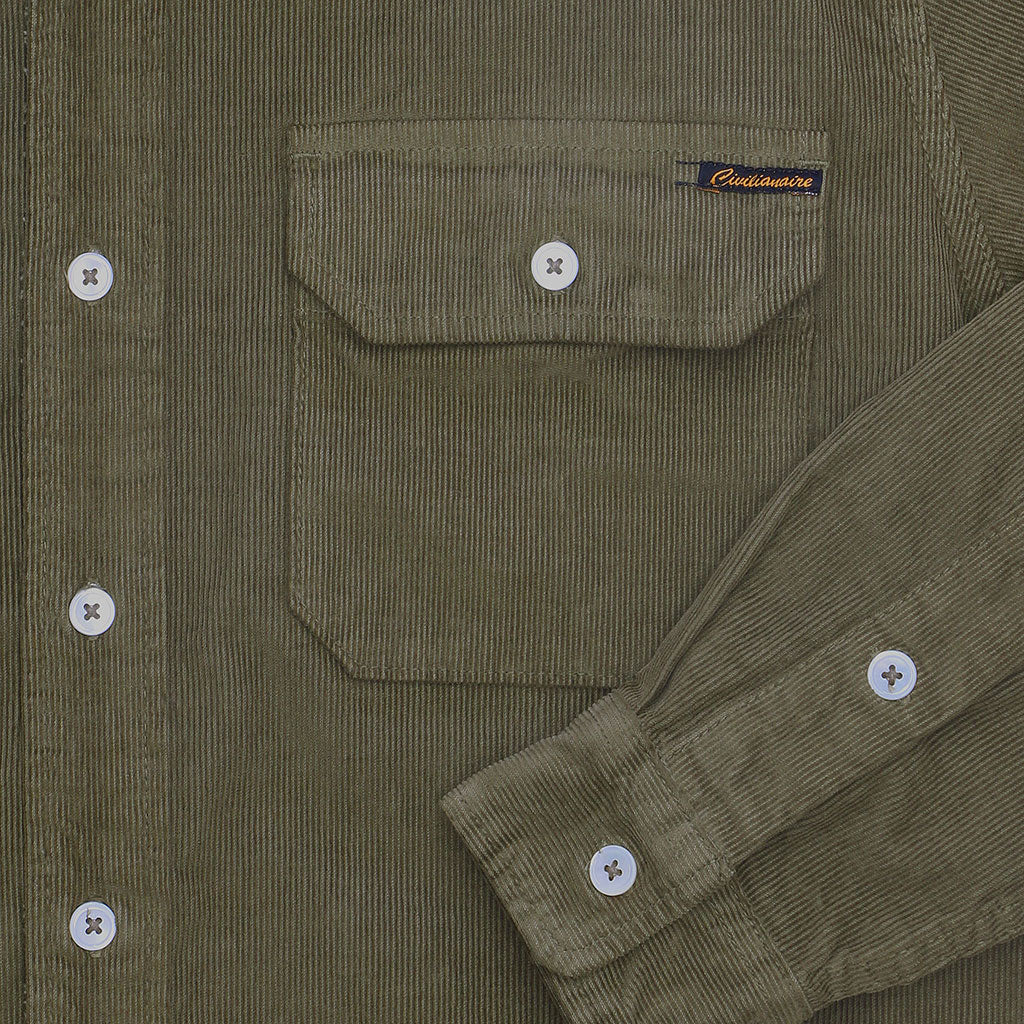 Long Sleeve Notch Flap Shirt Heavyweight Corduroy - ELMWOOD