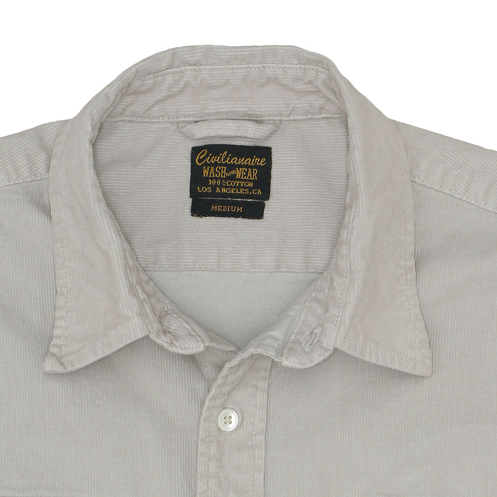 Long Sleeve Notch Flap Shirt Heavyweight Corduroy - Soft Grey