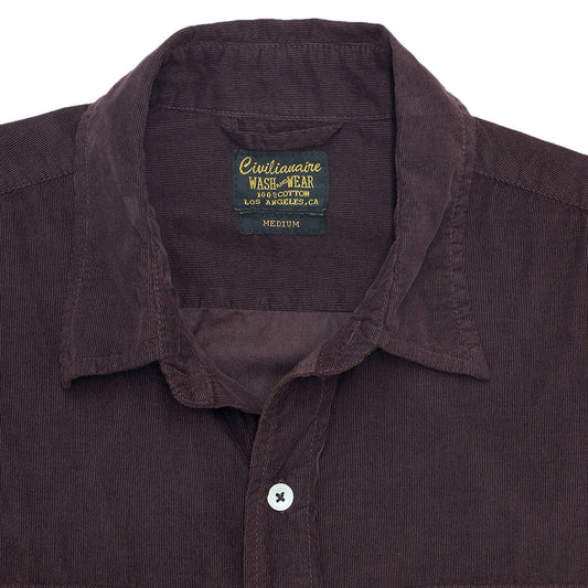 Long Sleeve Notch Flap Shirt 28-Wale Light Weight Corduroy - Dark Burgundy