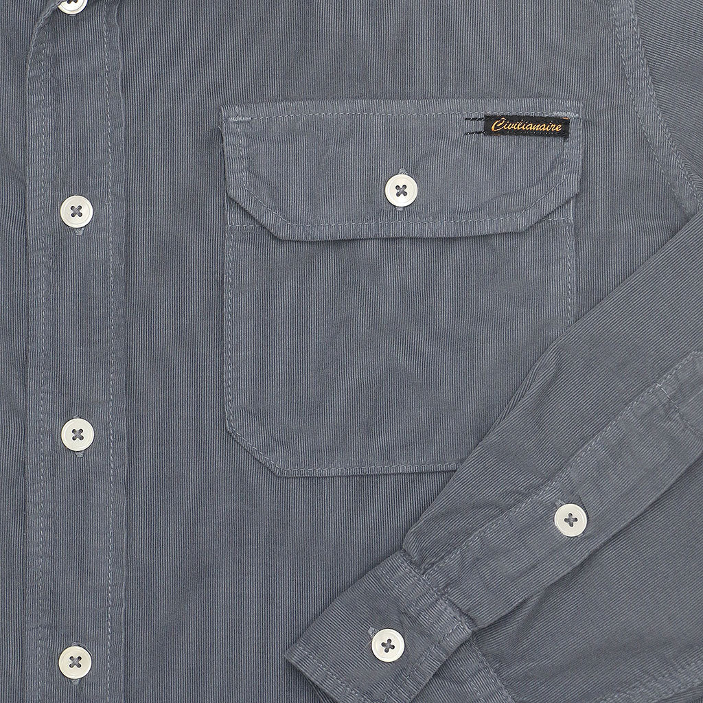 Long Sleeve Notch Flap Shirt 28-Wale Light Weight Corduroy - Moon