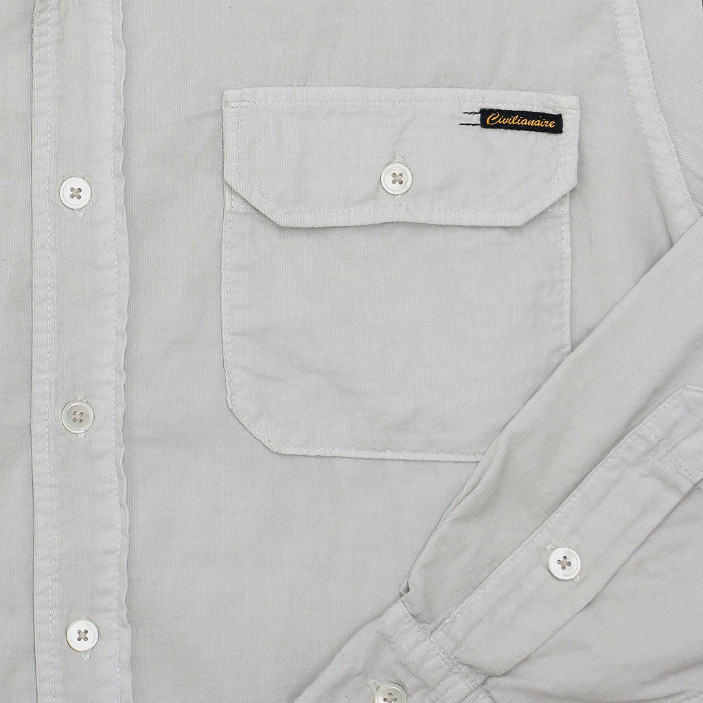 Long Sleeve Notch Flap Shirt 28-Wale Light Weight Corduroy - Grey Smoke