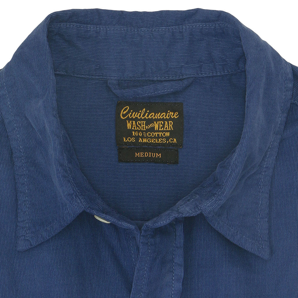 Long Sleeve Single Pocket Shirt 28-Wale Light Weight Corduroy - Sea Blue