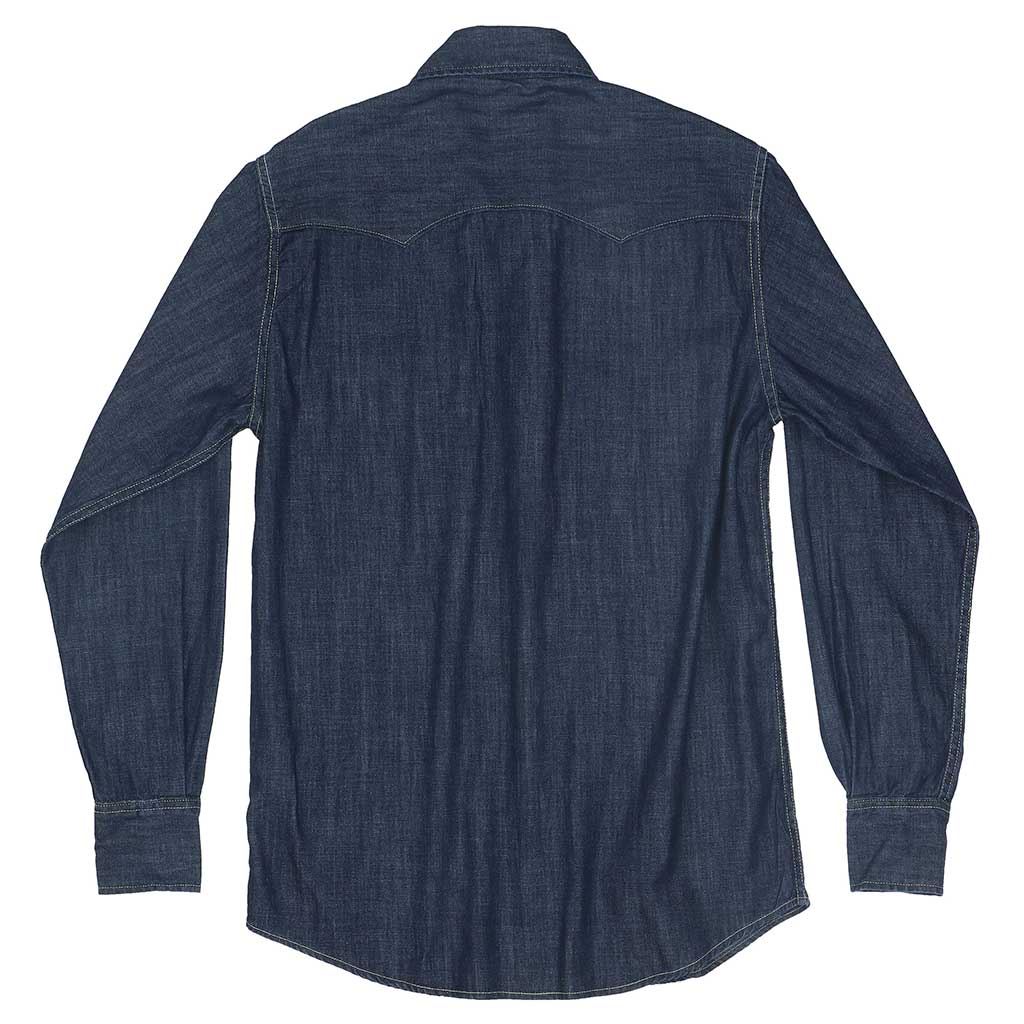 Long Sleeve Sawtooth Pocket 6.5 Denim Western Shirt - Dark Stone Wash #S010