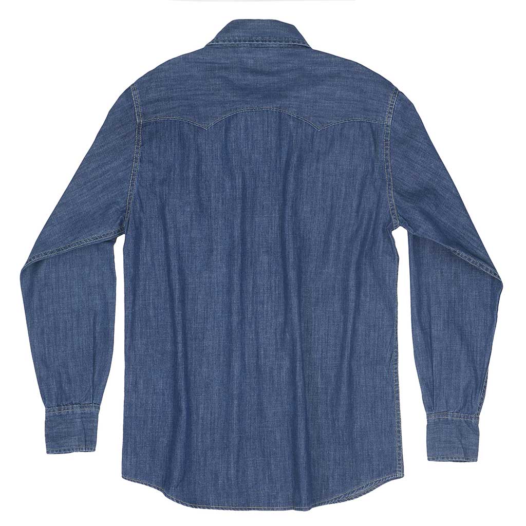 Long Sleeve Sawtooth Pocket 6.5 Denim Western Shirt - Medium Stone Wash #S011